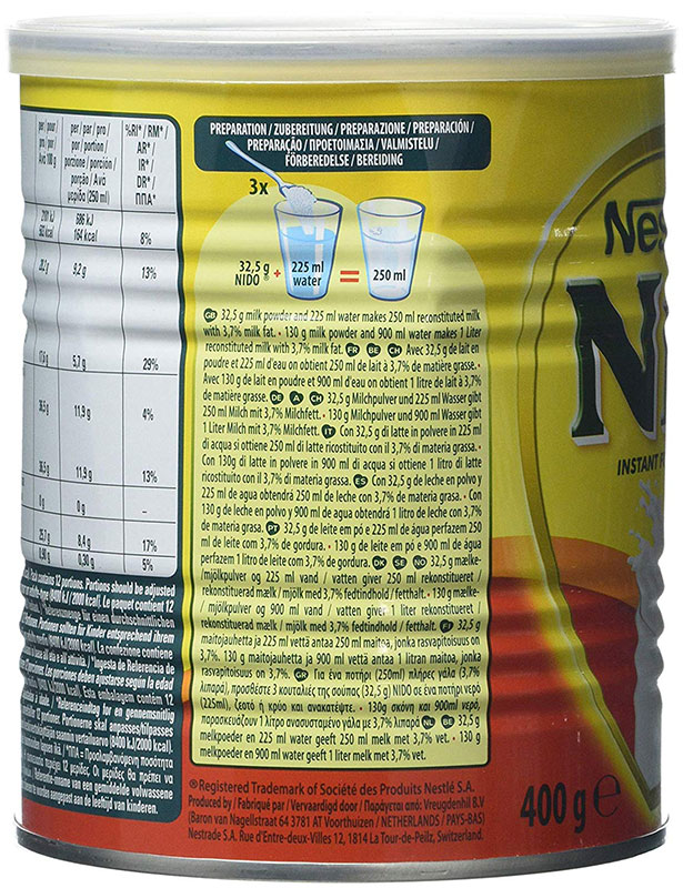 Nido Milk Nutrition Label Bios Pics