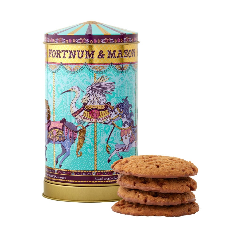 フォートナム＆メイソン Fortnum&Mason Mini Merry Go Round Musical Biscuit Tin, 150g オルゴール缶  ビスケット メリーゴーランド イギリス土産【英国直送品】