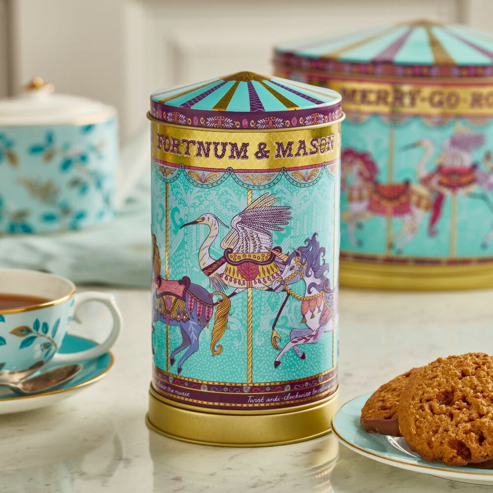 フォートナム＆メイソン Fortnum&Mason Mini Merry Go Round Musical Biscuit Tin, 150g オルゴール缶  ビスケット メリーゴーランド イギリス土産【英国直送品】