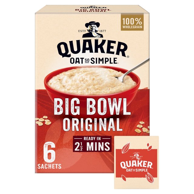 Quaker Oat So Simple Big Bowl Original Porridge 38.5g x 6 per pack Quaker (クエーカー) オーツ インスタント ビッグボウル オリジナル お粥画像