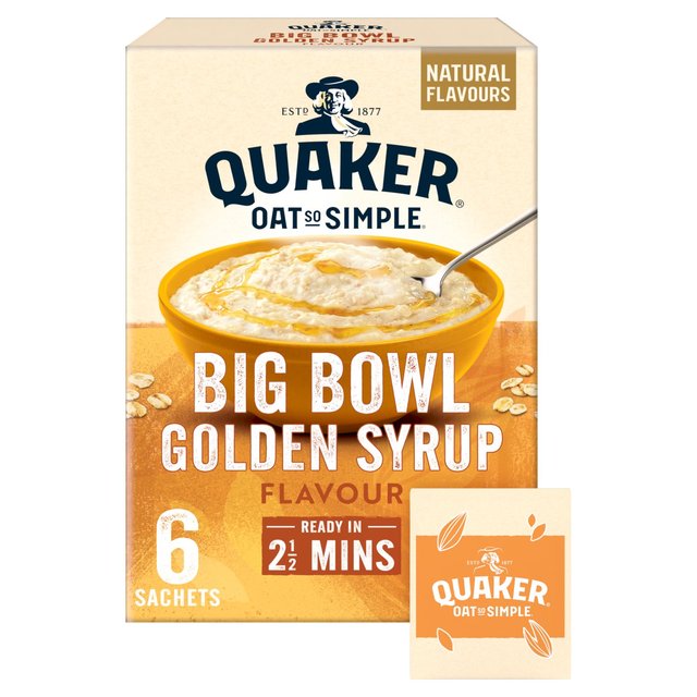 Quaker Oat So Simple Big Bowl Golden Syrup Porridge 49.6g x 6 per pack クエーカー オート So Simple Big Bowl ゴールデン シロップ ポリッジ 49.6g x 6個パック画像