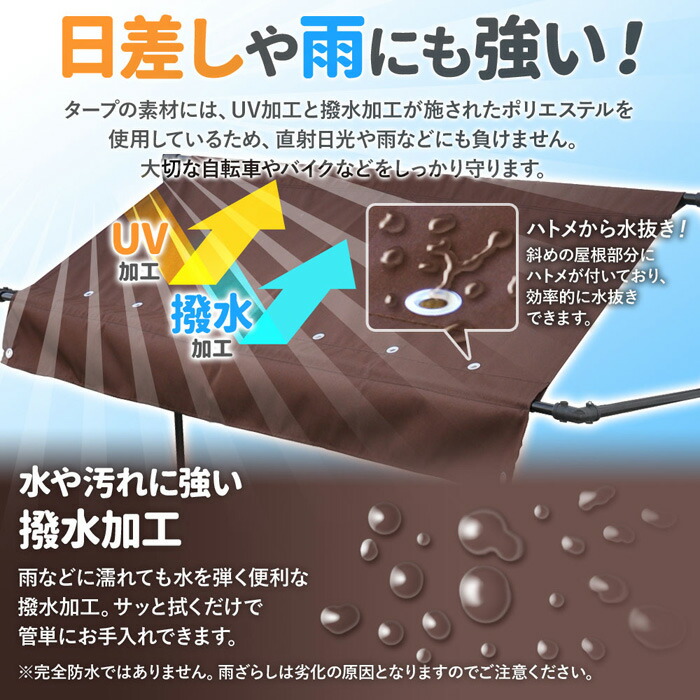 交換シートサイクルガレージCR-CG01交換用シート1台用日よけ日除け自転車置き場バイク置き場駐輪場カバー交換用サンシェードUVカット撥水紫外線カット目隠しブラウン