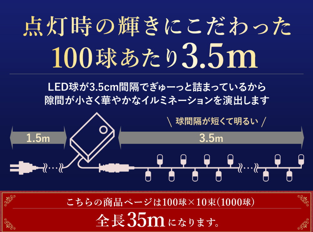 【2000球まで連結可能】【球間3.5cm狭く美しい】イルミネーションledLEDライトストレートイルミネーションライト屋外野外防滴防水クリスマスクリスマスツリーハロウィンハロウィーンライト省電力ライトアップツリー飾り付け送料無料
