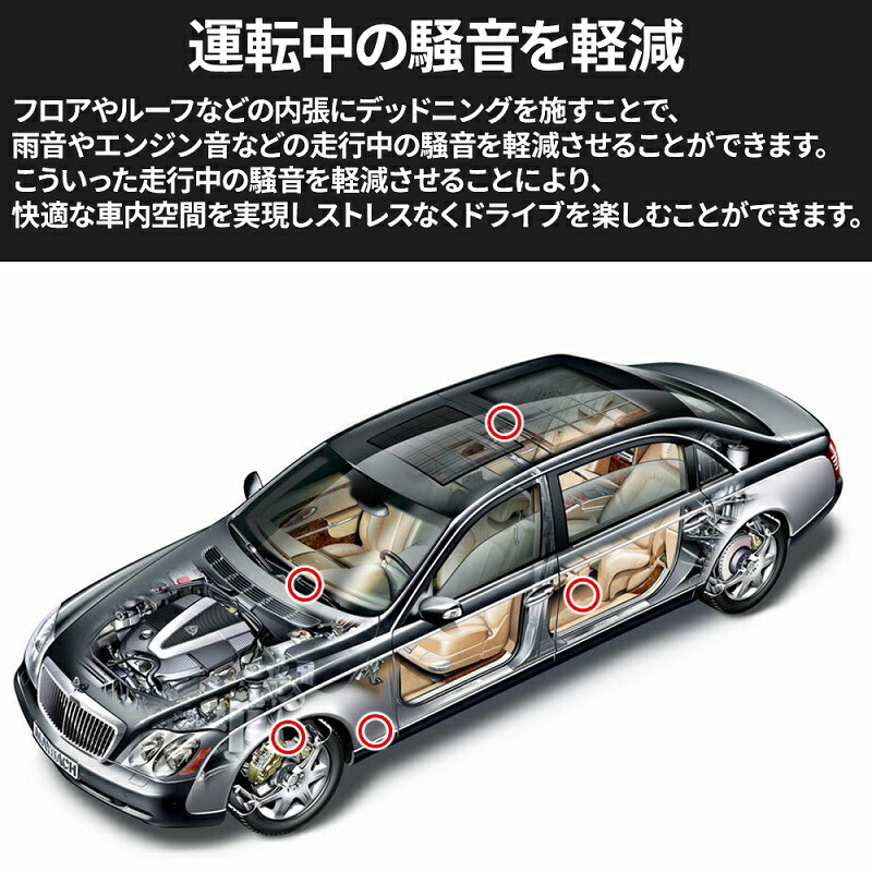 デッドニング用制振シート アルミ加工 ロールタイプ長10m 幅1m 厚10mm 防音 デッドニングキット 音質向上 振動 吸音