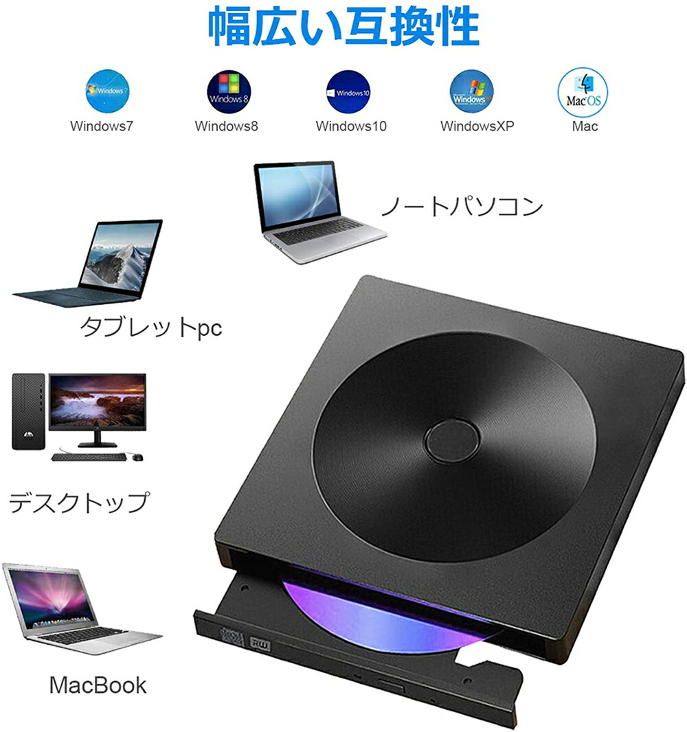 最大73％オフ！ DVDドライブ 外付け USB 3.0 DVD プレイヤー ポータブルドライブ Type-Cポート搭載 CD DVD読取 書込  Window Mac OS XP Vista対応 高速 静音 超スリム toothkind.com.au