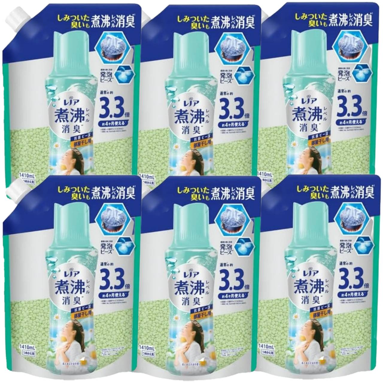 レノア 超消臭 煮え繰り返る気泡管水準器消臭 抗菌ビーズ お座敷干し 花とおひさまの芳ばしさ 詰め替え 1410mL×6袋