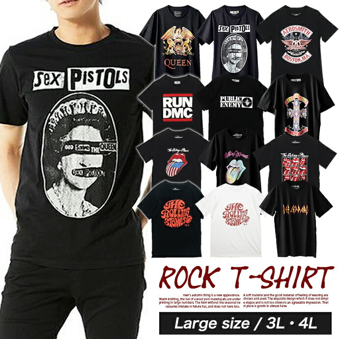 【楽天市場】Tシャツ ロックTシャツ バンドTシャツ プリントTシャツ 半袖 ロック プリント バンド クルーネック 綿100 ブラック