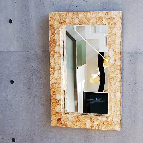 楽天市場】【ポイント5倍!】シェルミラー(ゴールド) 80×50 鏡