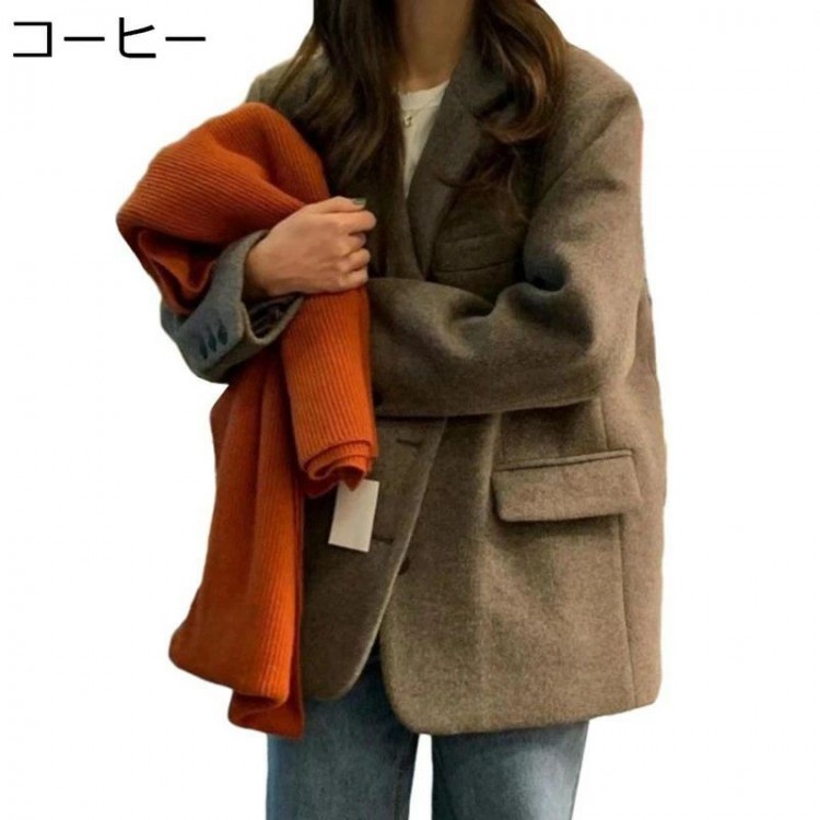 コーヒー色 アウター デート オフィス カジュアル おしゃれ 綺麗 ゆったり テーラード ジャケット ラシャコート 防寒 防風 あったか チェスターコート ミドル丈 レディース 秋冬