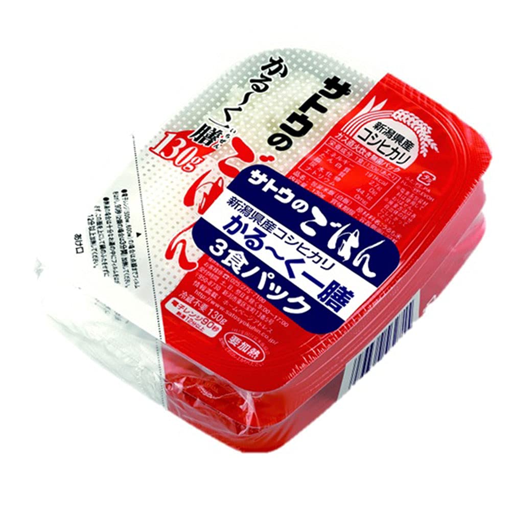 サトウ食品 サトウのごはん 新潟県産コシヒカリ かる～く一膳 3食パック (130g×3食)×12個入