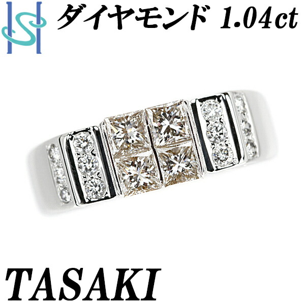 【4/14～17 マラソン 最大2万円クーポン+全品ポイント5倍】タサキ ダイヤモンド リング 1.04ct K18WG 変形カット ファンシーカット プリンセスカット TASAKI | 18金 ダイアモンド ゴージャス 豪華 上品【SH110427】