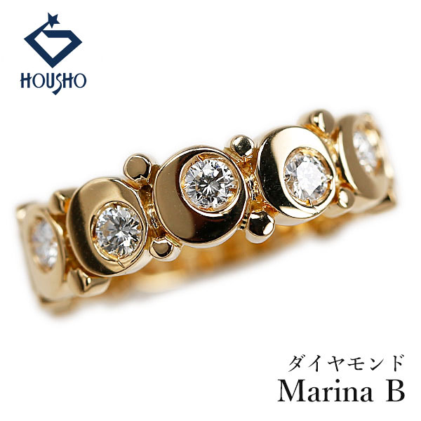 【4/14～17 マラソン 最大2万円クーポン+全品ポイント5倍】MarinaB マリナB ダイヤモンド リング K18イエローゴールド ドット サークル 【中古】【905512】