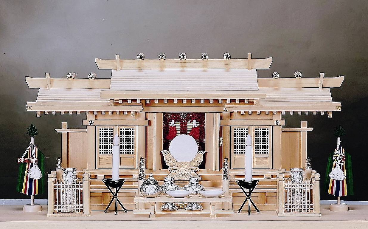 神棚 格子付き三社 大(木曽ひのき 桧)高級神棚 国産 日本製|神棚ショップ