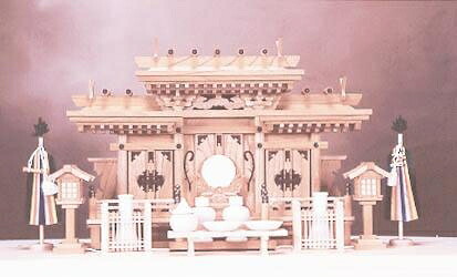 神棚 マス組付き屋根違い三社（本けやき）国産