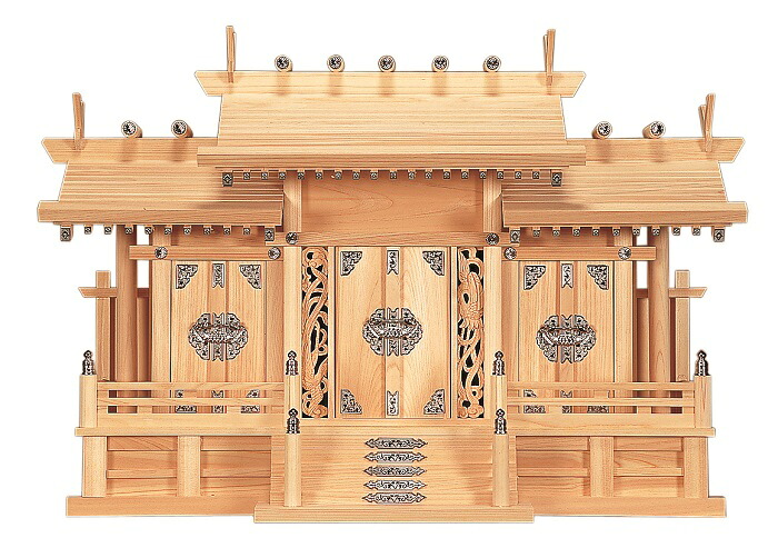 神棚 鳳凰三社シルバー金具 大