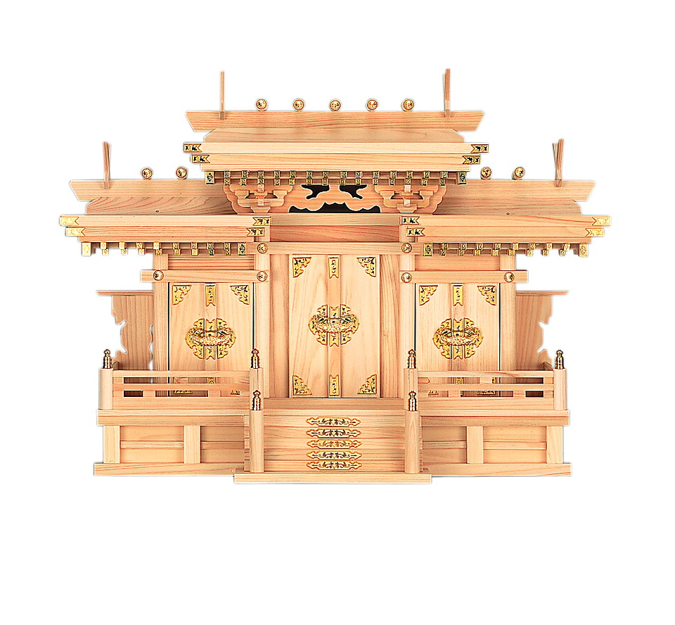神棚 マス組付き 屋根違い三社　特大