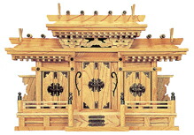 神棚 大屋根くい違い三社 けやき集合体組付（本ケヤキ） 日本製