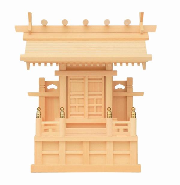 神棚 一 社 鹿屋野  木曽ひのき 国産 日本製 御簾付 仏壇・仏具・神具-日用品雑貨・文房具・手芸-神具