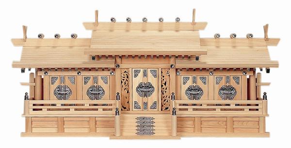 神棚 大屋根食い違い 五社 鳳凰（中）ひのき 神棚 日本製  国産神棚 御前上等神棚