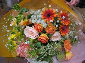 楽天市場】送料無料 花束 ブーケ オレンジ系Oフラワーギフト お誕生日