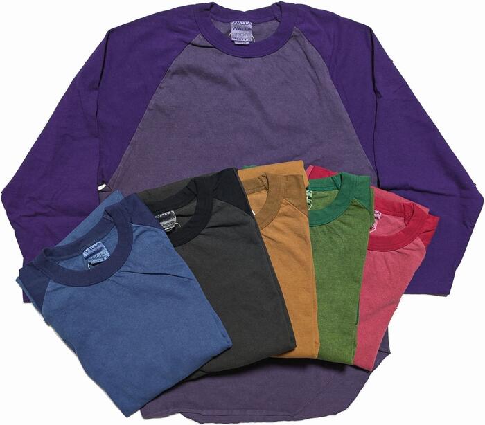 ワラワラスポーツ ピグメント ダイ 2トーン ベースボール ティー メンズ Tシャツ 日本製 WALLA WALLA SPORT PIGMENT DYE 2-TONE B.B.TEE T shirts 049