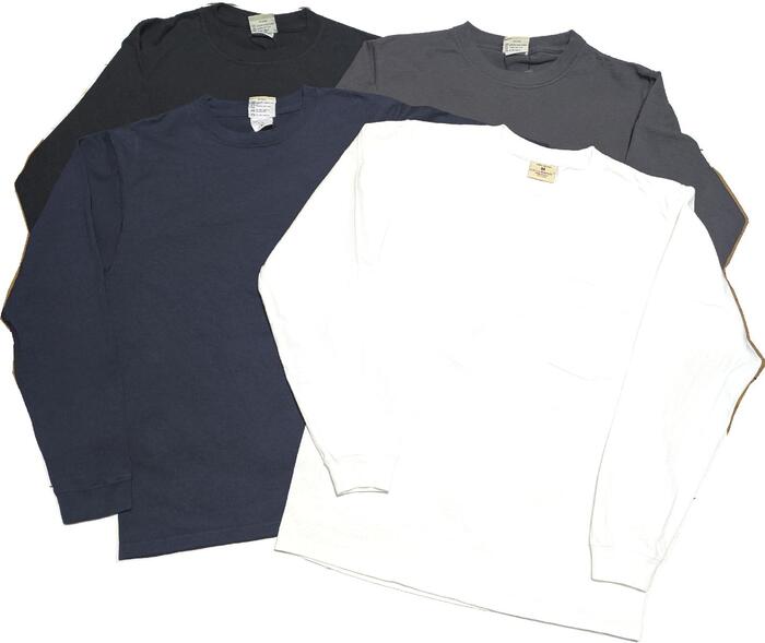 好ましい御召しもの ロング捩り 衣嚢T メンズ プルオーバー 亜米利加製 Goodwear L/S POCKET TEE 019