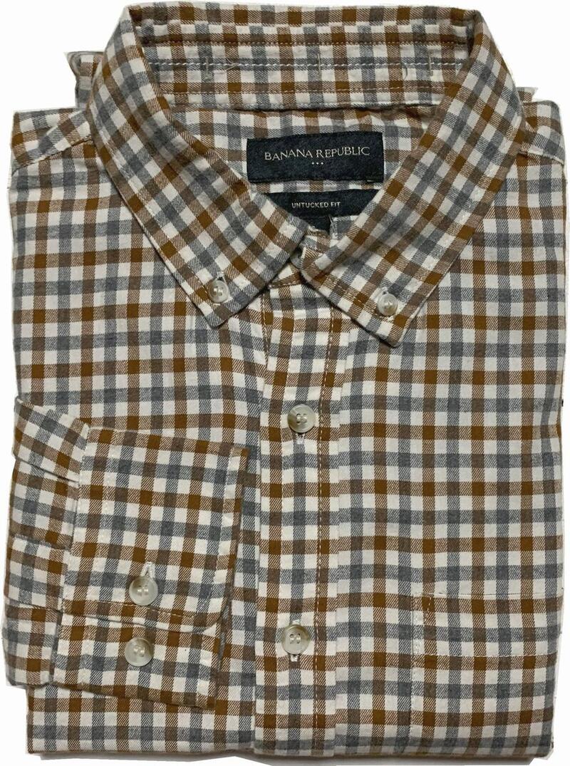 バナナリパブリック 長袖 ボタンダウンシャツ 照合のしるし 薄墨色 メンズ BANANA REPUBLIC SHIRTS 107