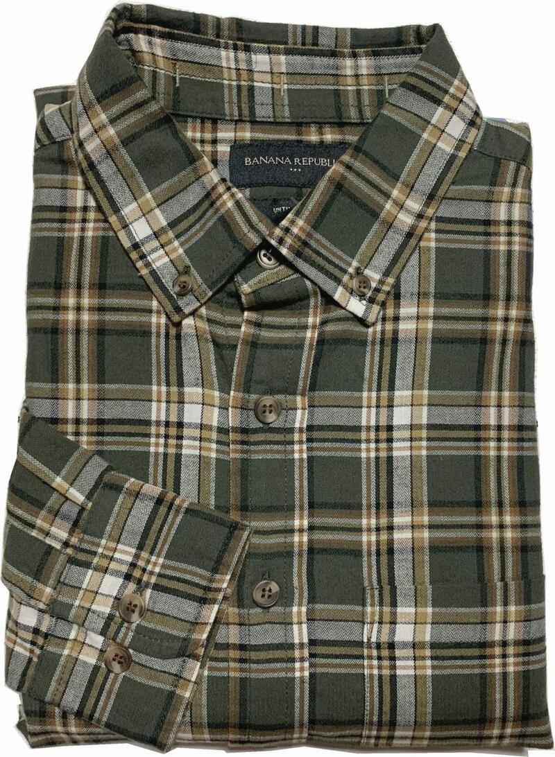 バナナリパブリック 長袖 ボタンダウンシャツ 照合のしるし オリーブ メンズ BANANA REPUBLIC SHIRTS 080