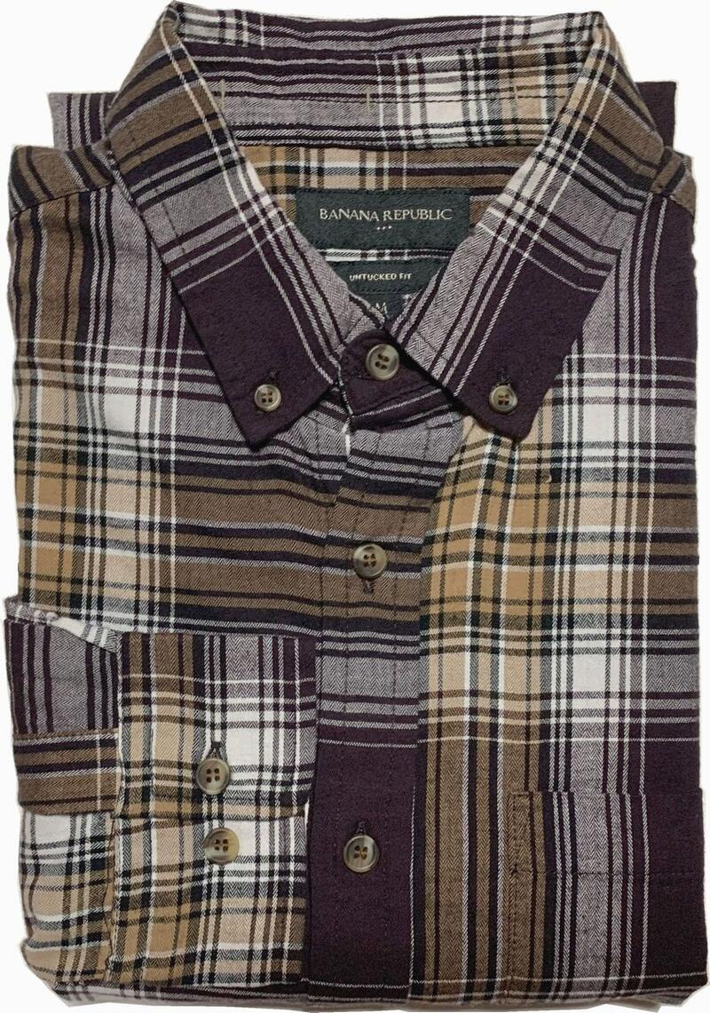 バナナリパブリック 長袖 ボタンダウンシャツ 照合のしるし 赤銅色系 メンズ BANANA REPUBLIC SHIRTS 105