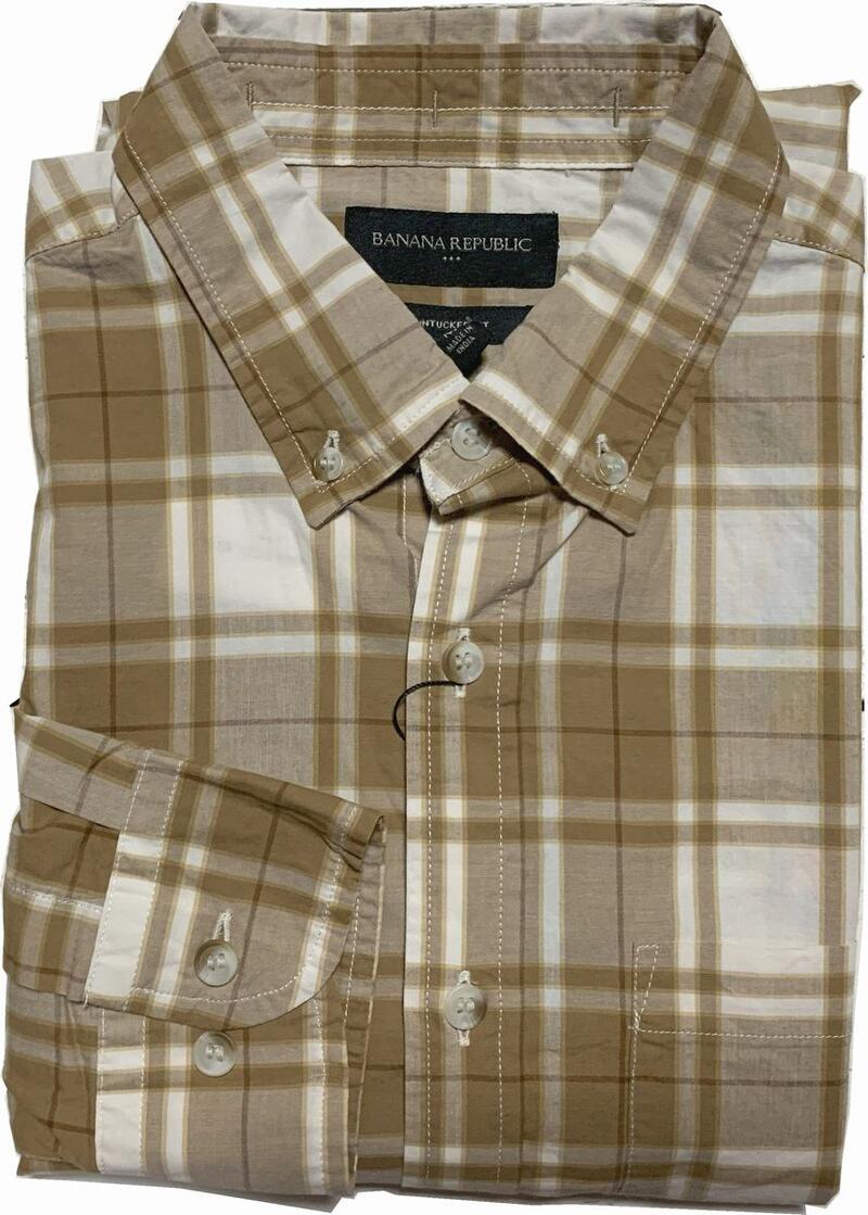 バナナリパブリック 長袖 ボタンダウンシャツ 照合のしるし ベージュ メンズ BANANA REPUBLIC SHIRTS 102