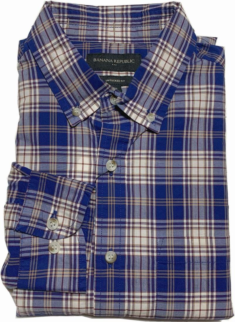 バナナリパブリック 長袖 ボタンダウンシャツ 照合のしるし 青み メンズ BANANA REPUBLIC SHIRTS 078