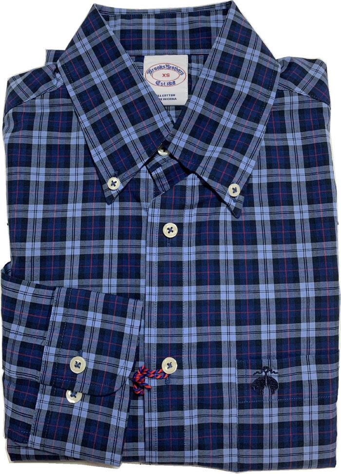 ブルックスブラザーズ 長袖 ワンポイント ボタンダウンシャツ チェック ネイビー Brooks Brothers SHIRTS 034｜SHUFFLE STORE