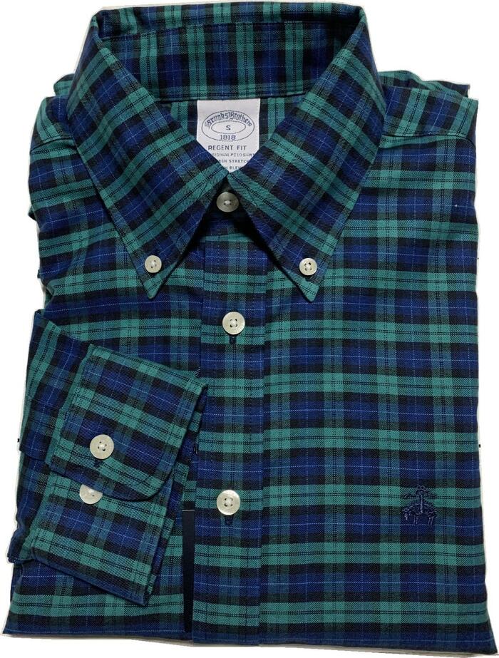 ブルックスブラザーズ 長袖 ワンポイント ボタンダウンシャツ チェック グリーン Brooks Brothers SHIRTS 055