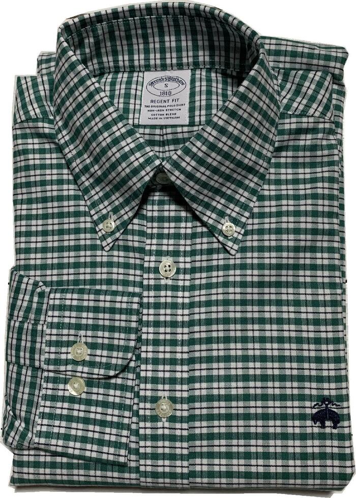 ブルックスブラザーズ 長袖 ワンポイント ボタンダウンシャツ チェック グリーン Brooks Brothers SHIRTS 057