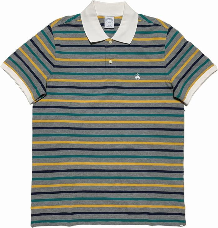 ブルックスブラザーズ ワンポイント 半袖 鹿の子 ポロシャツ グレー Brooks Brothers POLO SHIRTS 014
