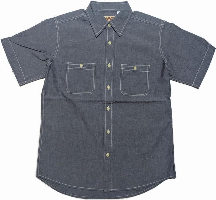 カムコ 半袖 シャンブレーシャツ ネイビー メンズ CAMCO CHAMBRAY SHITRS 028｜SHUFFLE STORE
