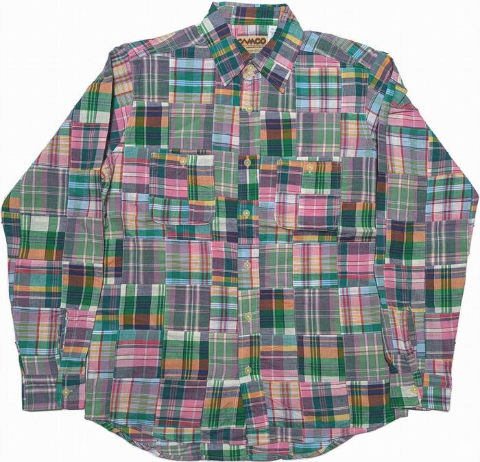 カムコ 長袖 マドラス 照合のしるし パッチワーク プルオーバー メンズ サクラ色 CAMCO PATCH WORK SHIRTS 058