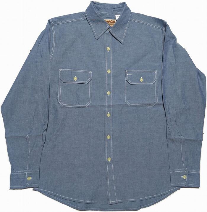 カムコ 長袖 シャンブレーシャツ 青碧 メンズ CAMCO CHAMBRAY SHITRS 011