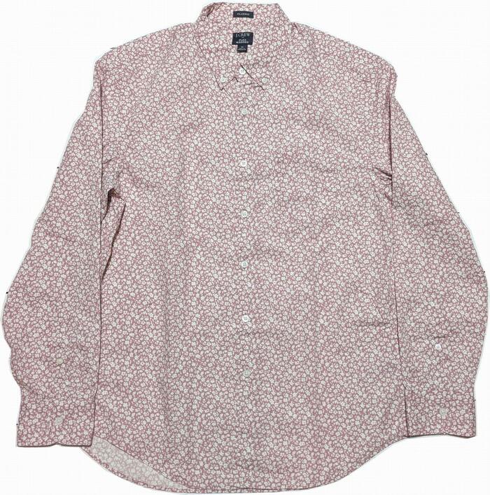 ジェイ労働者の一団 長袖 刷り上げる ボタンダウンシャツ 花柄 赤いこと系 メンズ J.CREW SHIRTS 053