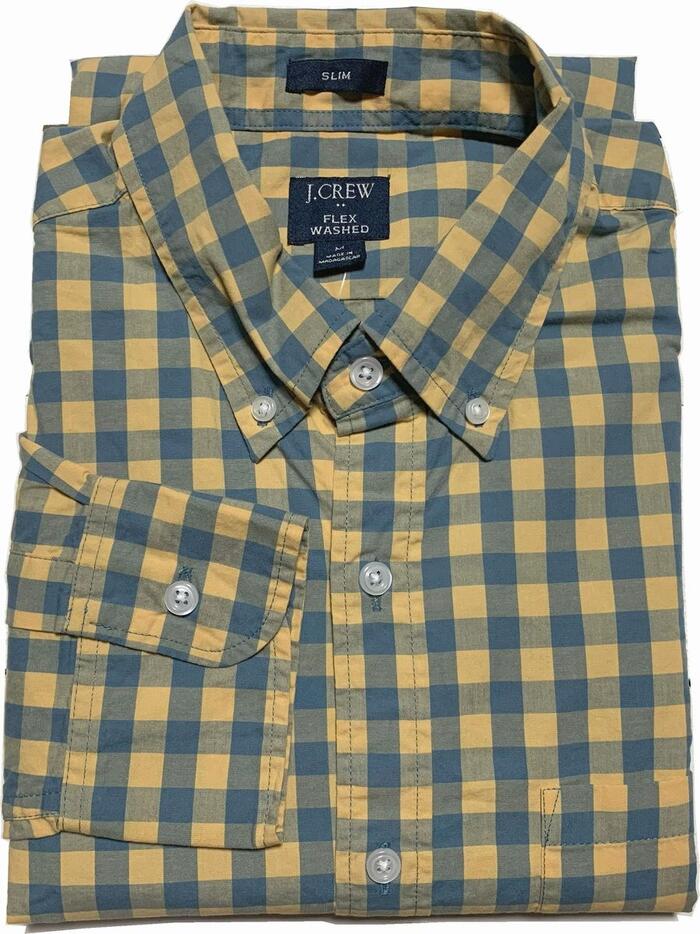 ジェイ労働者の一団 長袖 照合のしるし ボタンダウンシャツ 洋芥子 メンズ J.CREW BD SHIRTS 023