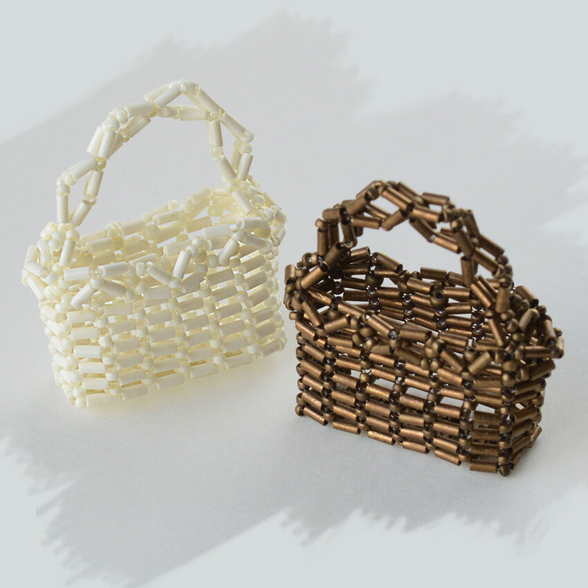 楽天市場】スレンダービューグルビーズで作る丸いかご | 丸い 交差編み