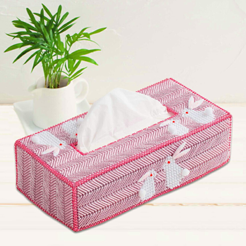 ☆手編み ティッシュカバー ☆スプレー ピンク ティッシュカバー ☆スプレー ピンク ☆手編み