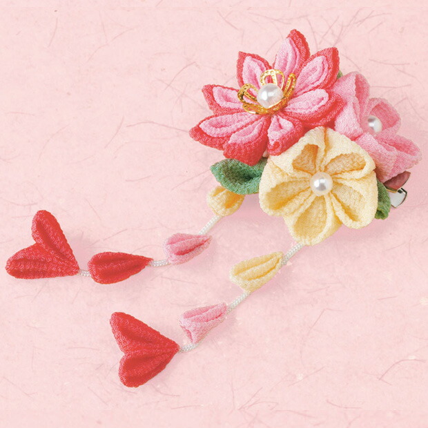 がま口付♪ 可愛いピンクの花柄グラニーバッグ つまみ細工風ブローチがワンポイント がま口付♪ 可愛いピンクの花柄グラニーバッグ つまみ細工風