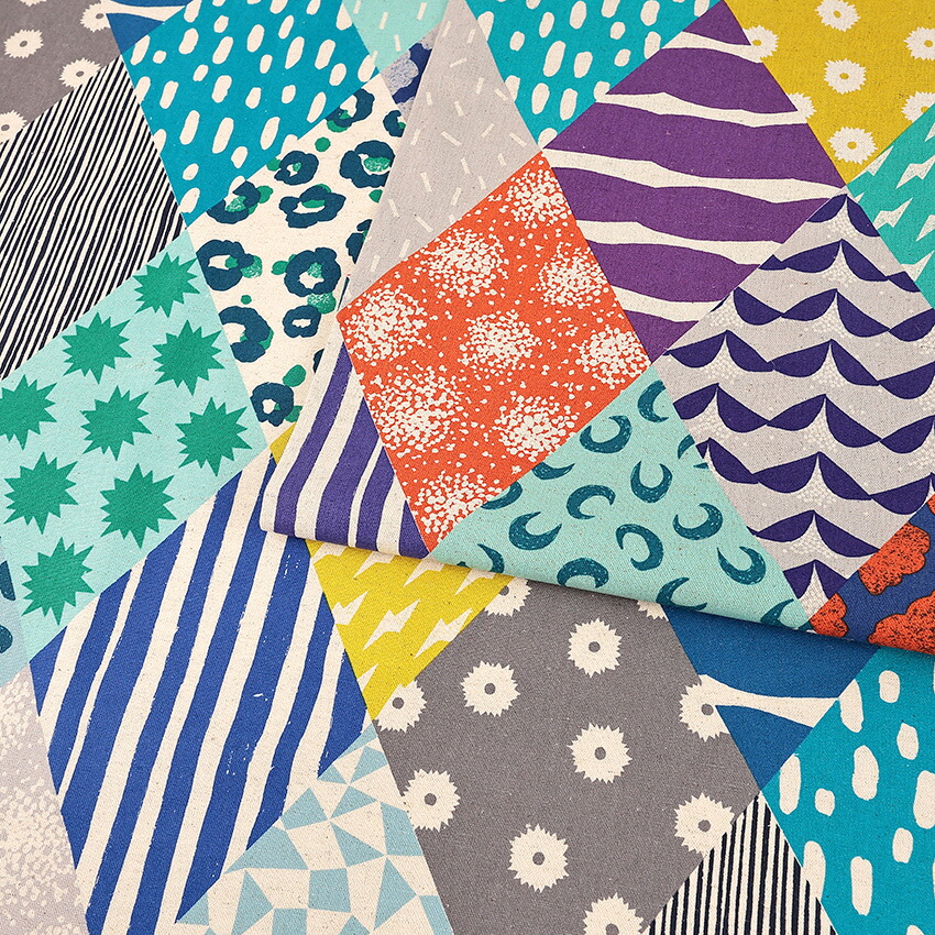 Echino Rhombus Cotton Linen Canvas Fabric, Brights