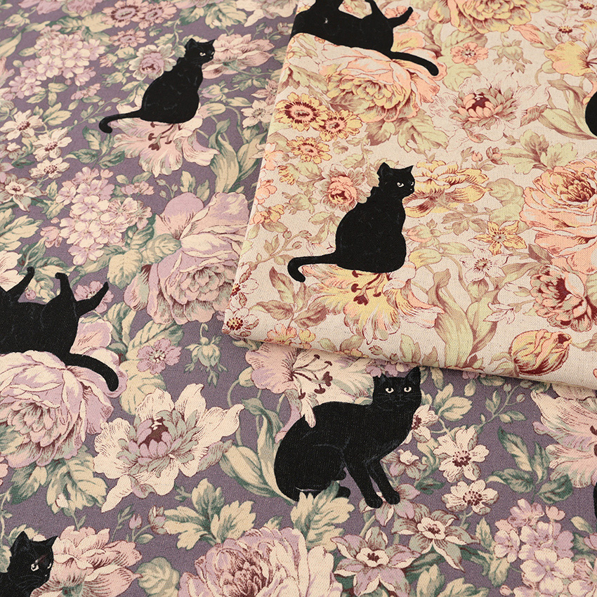 楽天市場】黒猫ボタニカル 綿麻キャンバス 50cm単位｜切売り 切り売り