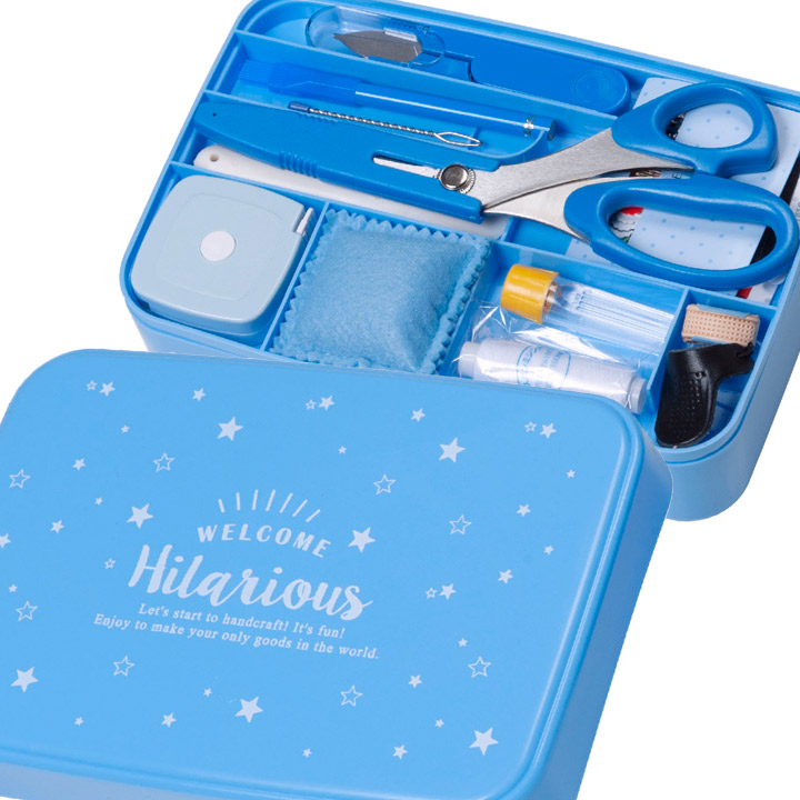 裁縫セット トレミーソーイングセット うす型タイプ 1464スター 裁縫道具 裁縫箱 裁縫道具セット 小学生 家庭科 大人 男の子 男 女の子 女 おしゃれ かわいい 可愛い シンプル コンパクト 星 スター 箱 ボックス 水色 サックス かわいい