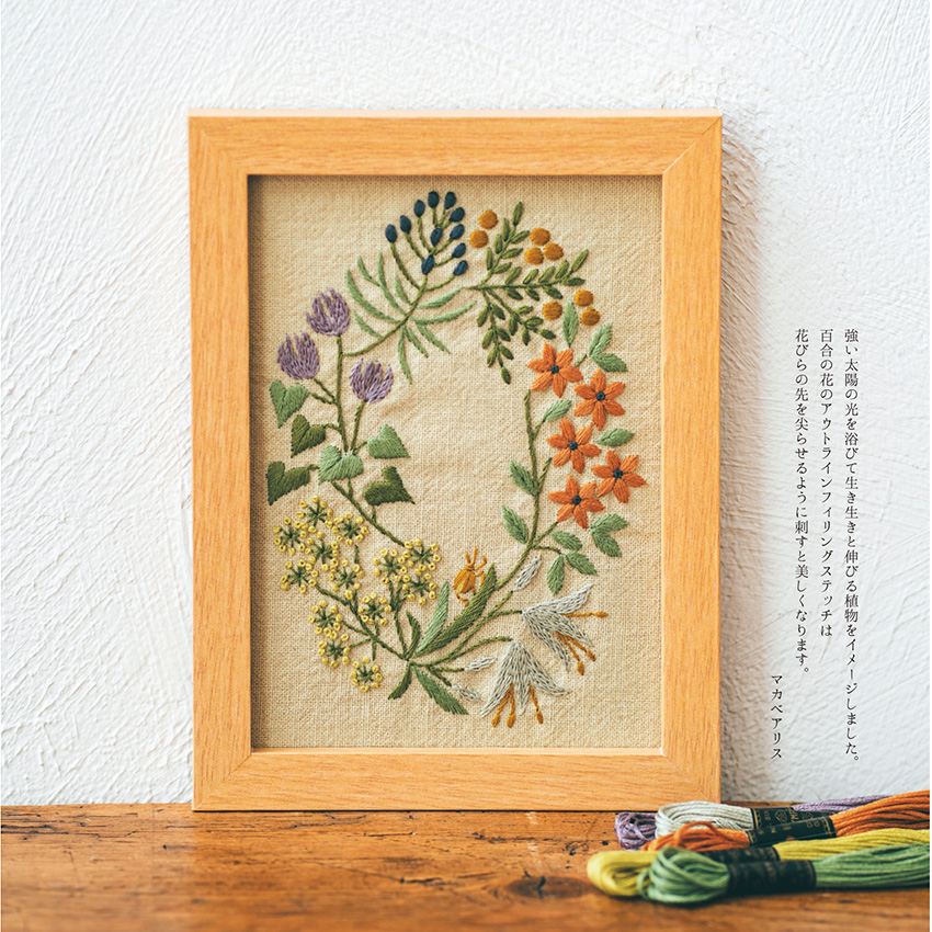 青木和子　刺繍　完成品　「キッチンガーデンに来る生き物たち」　フレーム 青木和子さんの刺繍「キッチンガーデン」: 私のお気に入り
