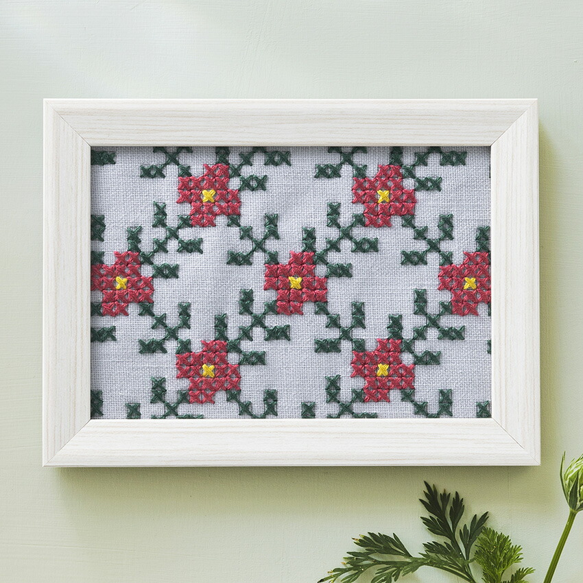 楽天市場】戸塚刺しゅう 地刺しキット 花模様のミニ額 No.114／地刺し