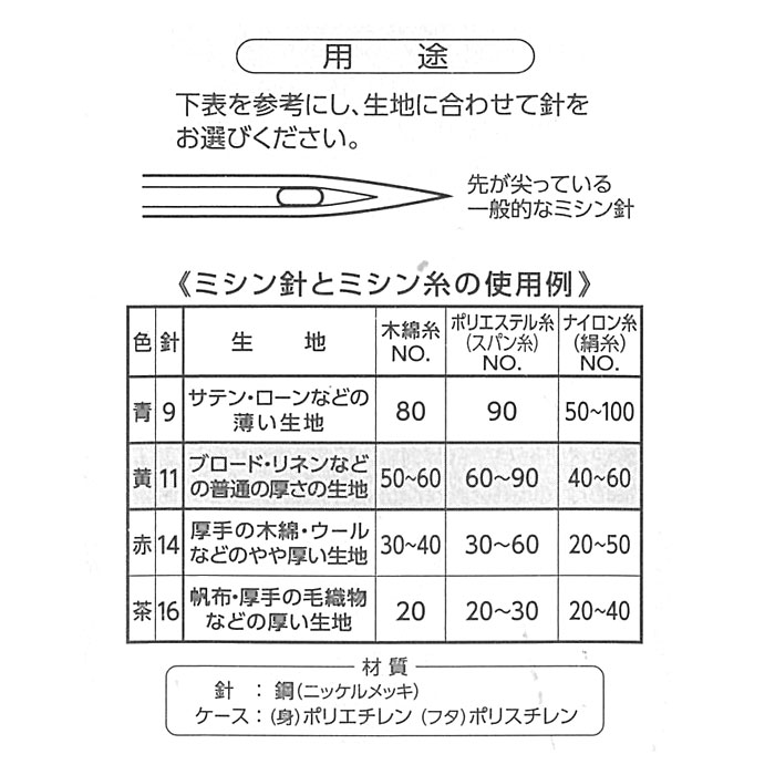 家庭用ミシン針 11号 クロバー HA×1型 普通地用