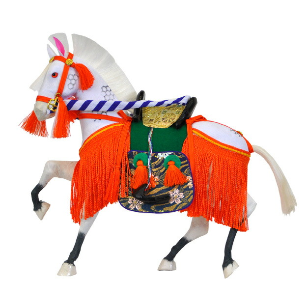 楽天市場】五月人形 飾り馬(幸福の馬/10号紫房/西陣織り紺)金刺繍名前
